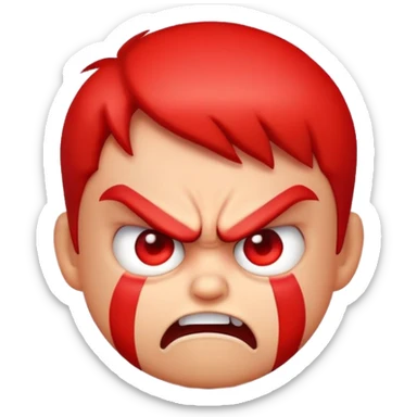 A funny emoji of a child who is angry. sticker