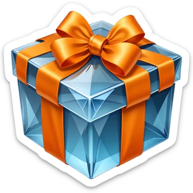 crystal gift box with orange ribbon sticker