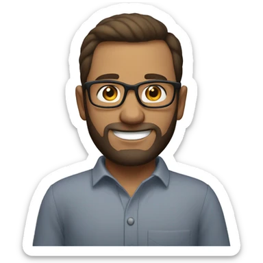 Beardless man with glasses standing with arms crossed and smiling fair skin sticker