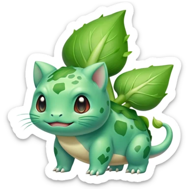 Bulbasaur with a green leek on back sticker