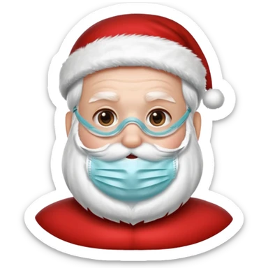 santa with surgical mask 
   sticker