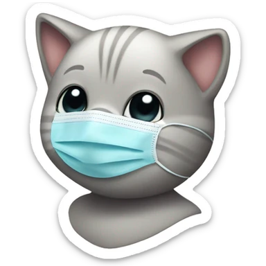 baby cat with covid mask sticker