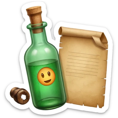 Message letter in green Bottle sticker