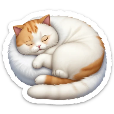 Plump cat sleeping on back, round belly exposed sticker
