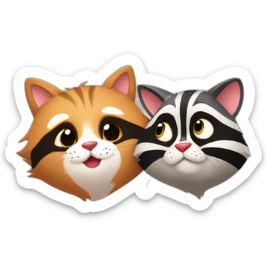 Cat and raccoon in love sticker