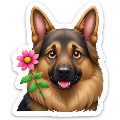 German Shepherd with beautiful flower  sticker