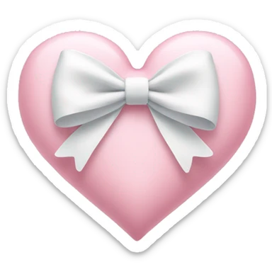 Pastel pink heart with white bow sticker
