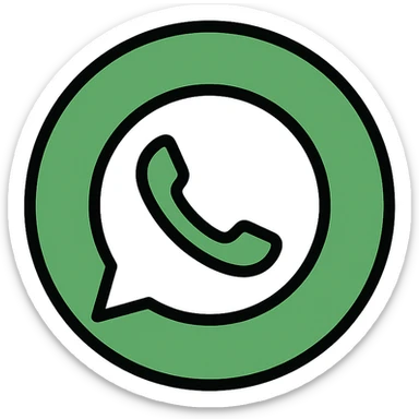 WhatsApp logo, circular shape, bold lines, green and white, simple icon sticker