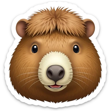 A capybara-coconut hybrid with the animal's head and a round, brown, textured coconut as its body sticker