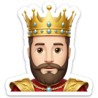Bearded King, King with golden beard and ornate crown. sticker