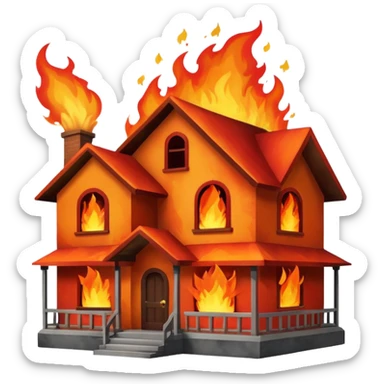 house burning down sticker