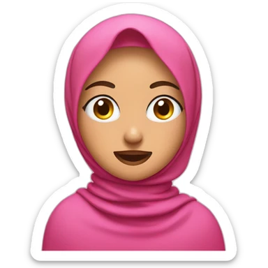 head of a girl wearing a pink hijab and stuck out tongue winking eyes sticker