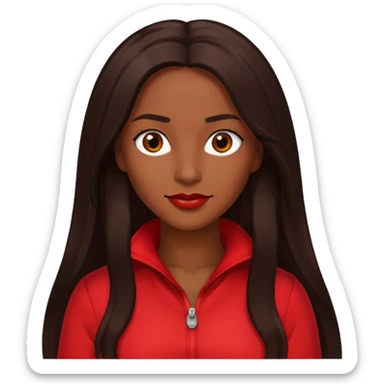 Rozonda Chilli Thomas with dark brown long hair, brown eyes, red outfit sticker