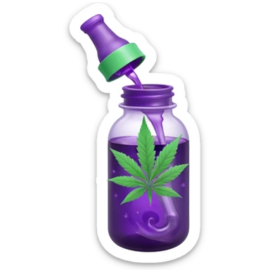 baby bottle with purple liquid and marijuana sticker