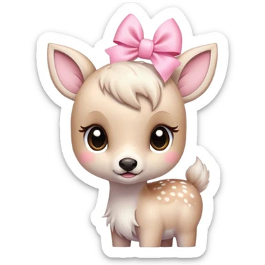 White fawn with a pink pastel bow  sticker
