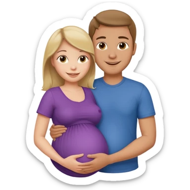 pregnant woman with her man next her with his arm around her sticker