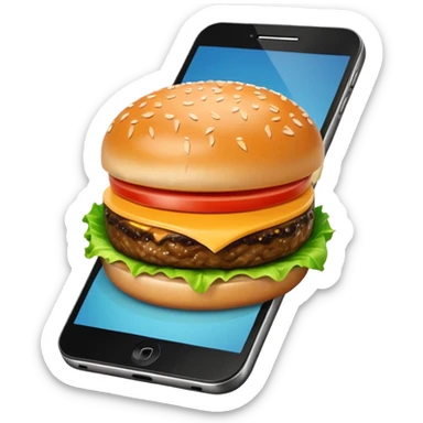 a phone that has a picture of a hamburguer in the frames of the phone not outside sticker