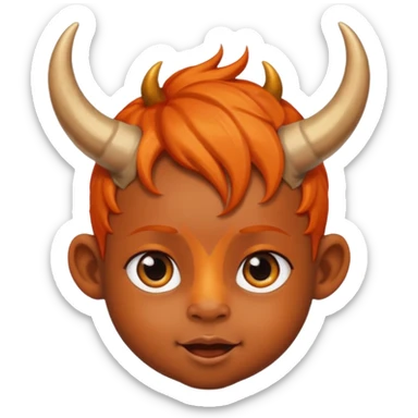 black baby with horns and orange hair sticker