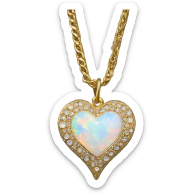 Gold heart with opal rhinestones collar sticker