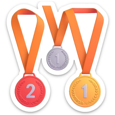 3 winners in 1st, 2nd & 3rd place emoji show the order numbered with 2, 1, 3 sticker