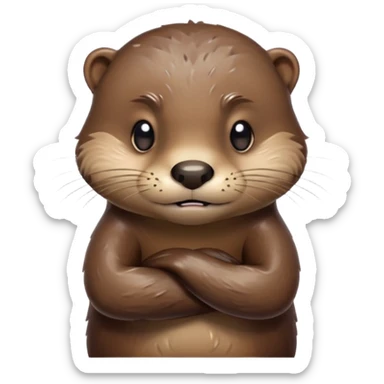 Angry otter with crossed arms, frowning face sticker