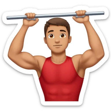 guy with red shirt doing chin ups sticker