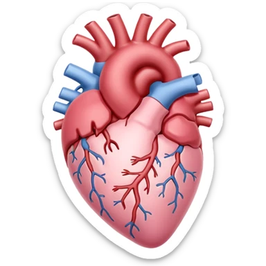 anatomical heart, pastel light pink, iOS emoji style, variation 4 sticker