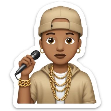hip hop singer with microphone and chain necklace sticker