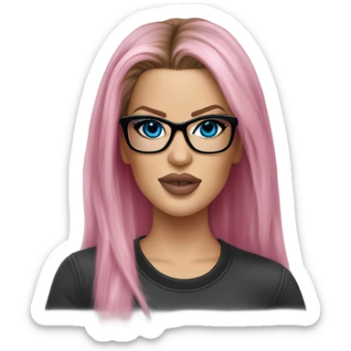 Photo Realistic khloe kardashian stylish pink hair BLUE eyes and glasses rock chick sticker