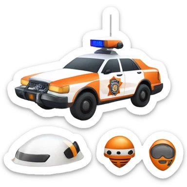mars orange and white police car sticker