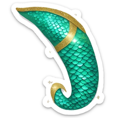 one turquoise mermaid tail with gold sparkles and glitter sticker