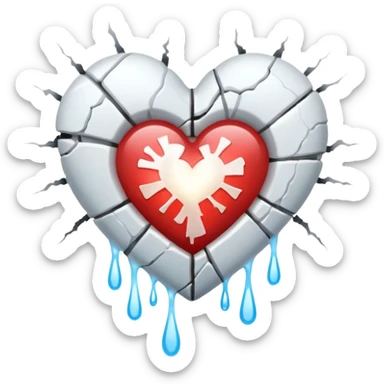 Bandaged heart leaking light through cracks sticker