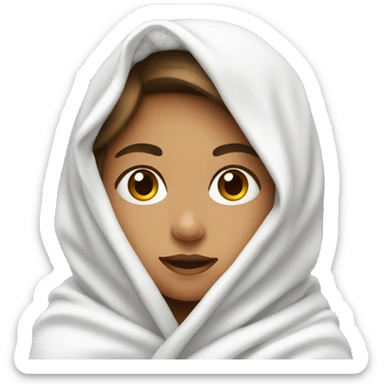 Girl with white blanket around her sticker