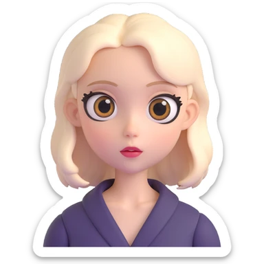 a female with white skin, big eyes, middle-length hair which is right at the shoulder sticker