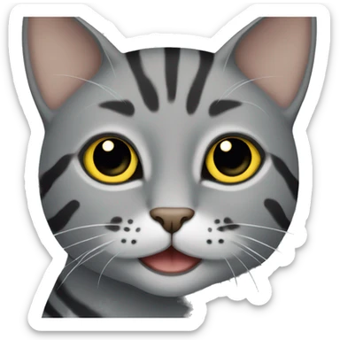 gray cat with black stripes and yellow-brown eyes sticker