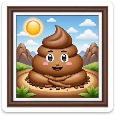 meditating poop emoji landscape  sticker