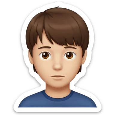 create a fringe haircut boy with a brown hair sticker