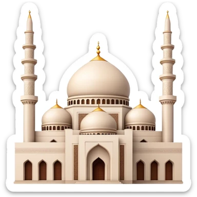 Cinematic Realistic Mohammad Al-Amin Mosque Landmark Emoji, showcasing the intricate architecture of the mosque rendered with rich textures and majestic, soft lighting. sticker