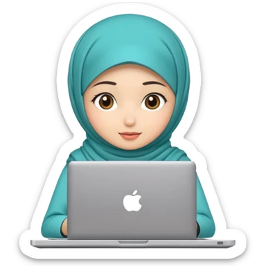 hijab cute girls with labtop sticker