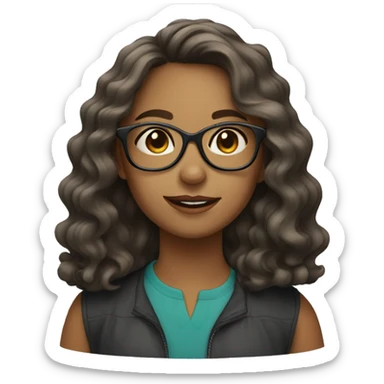 Girl with medium length wavy hair and glasses sticker