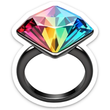 Multichrome coloringshifting 3D diamond, Chrome Black Ring
 sticker