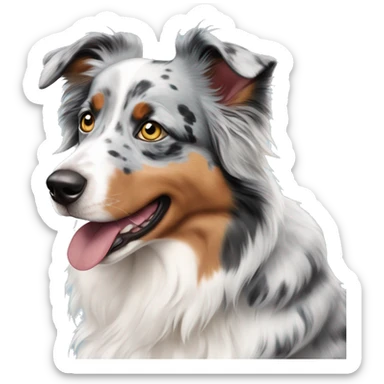 Blue Merle Australian shepherd with heterochromia and bow on top of head sticker