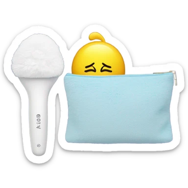 massager with fluffy cosmetic bag sticker
