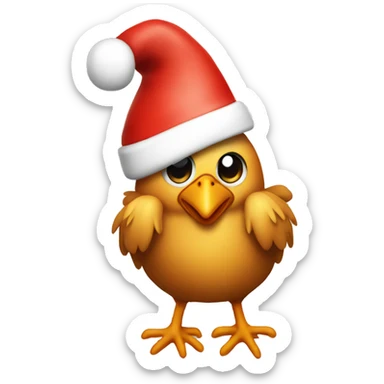 Chicken wearing Santa hat sticker