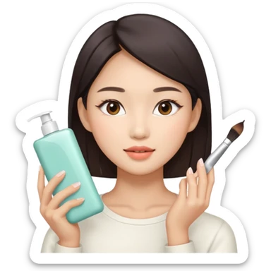 Asian women doing facial beauty sticker