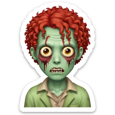 zombie com o cabelo ruivo cacheado sticker