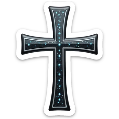 Glitter black cross sticker