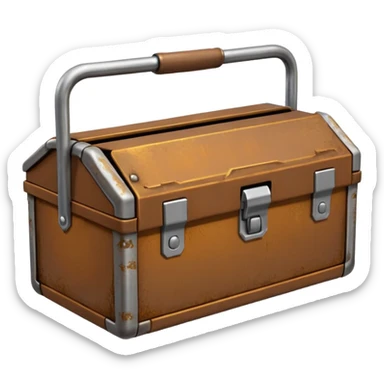 3D old Brown golden toolbox filled with files sticker