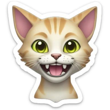 Alien cat with huge canines sticker