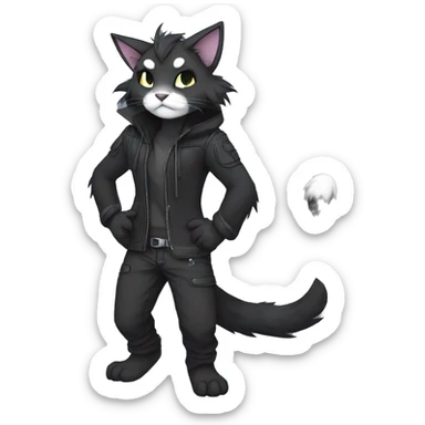 Anthro Dark Edgy Cool Shy Grumpy FurSona Feline Fakemon Full Body sticker